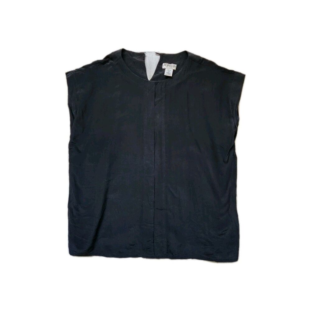 Vintage Jordan New York Black 100% Silk Minimalist Shell Top Women’s 11/12 GUC
